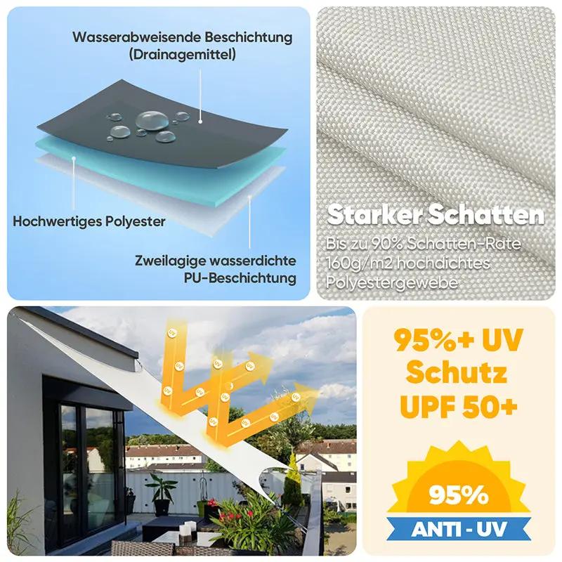 Sekey Sonnensegel mit Kit PES Sonnenschutzsegel Wasserdicht Sekey