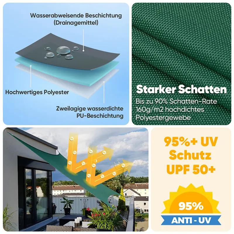 Sekey Sonnensegel mit Kit PES Sonnenschutzsegel Wasserdicht Sekey