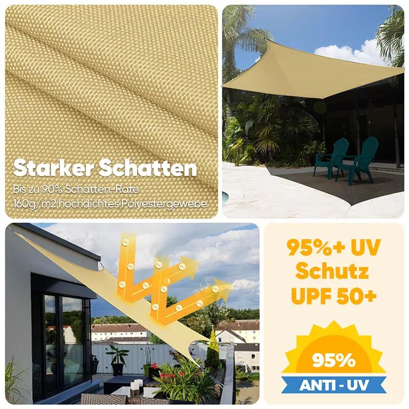 Sekey Sonnensegel mit Kit PES Sonnenschutzsegel Wasserdicht Sekey