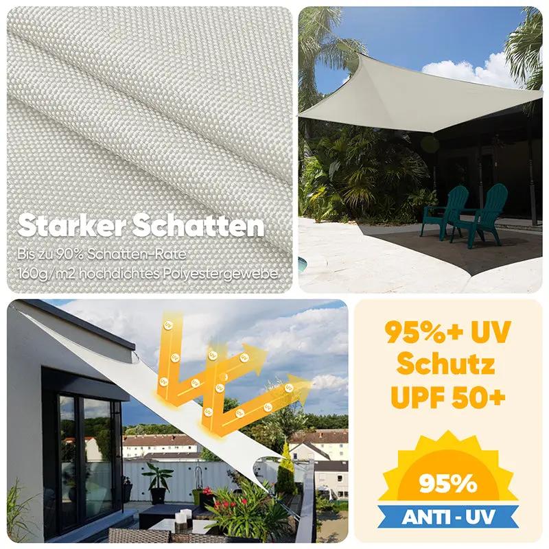 Sekey Sonnensegel mit Kit PES Sonnenschutzsegel Wasserdicht Sekey