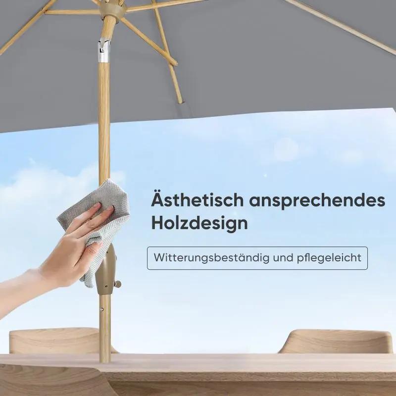 Sekey 210 x 140 cm Alu Sonnenschirm mit Kurbel, Sonnenschutz UV50+, aus Holz-Metall Sekey