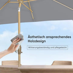 Sekey 210 x 140 cm Alu Sonnenschirm mit Kurbel, Sonnenschutz UV50+, aus Holz-Metall Sekey