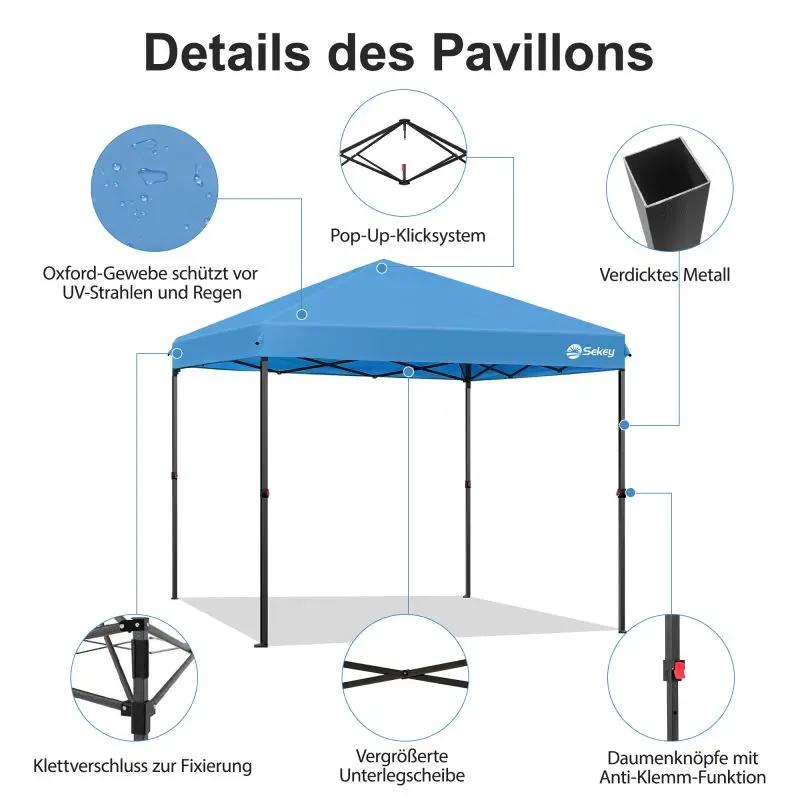 Sekey 300 x 300 cm Faltpavillon mit 4 Sandsäcken und Tragetasche Sekey