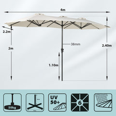 Sekey Sonnenschirm 400 x 220 cm Doppel Sonnenschirm mit Ständer Doppelsonnenschirm Garten Sekey