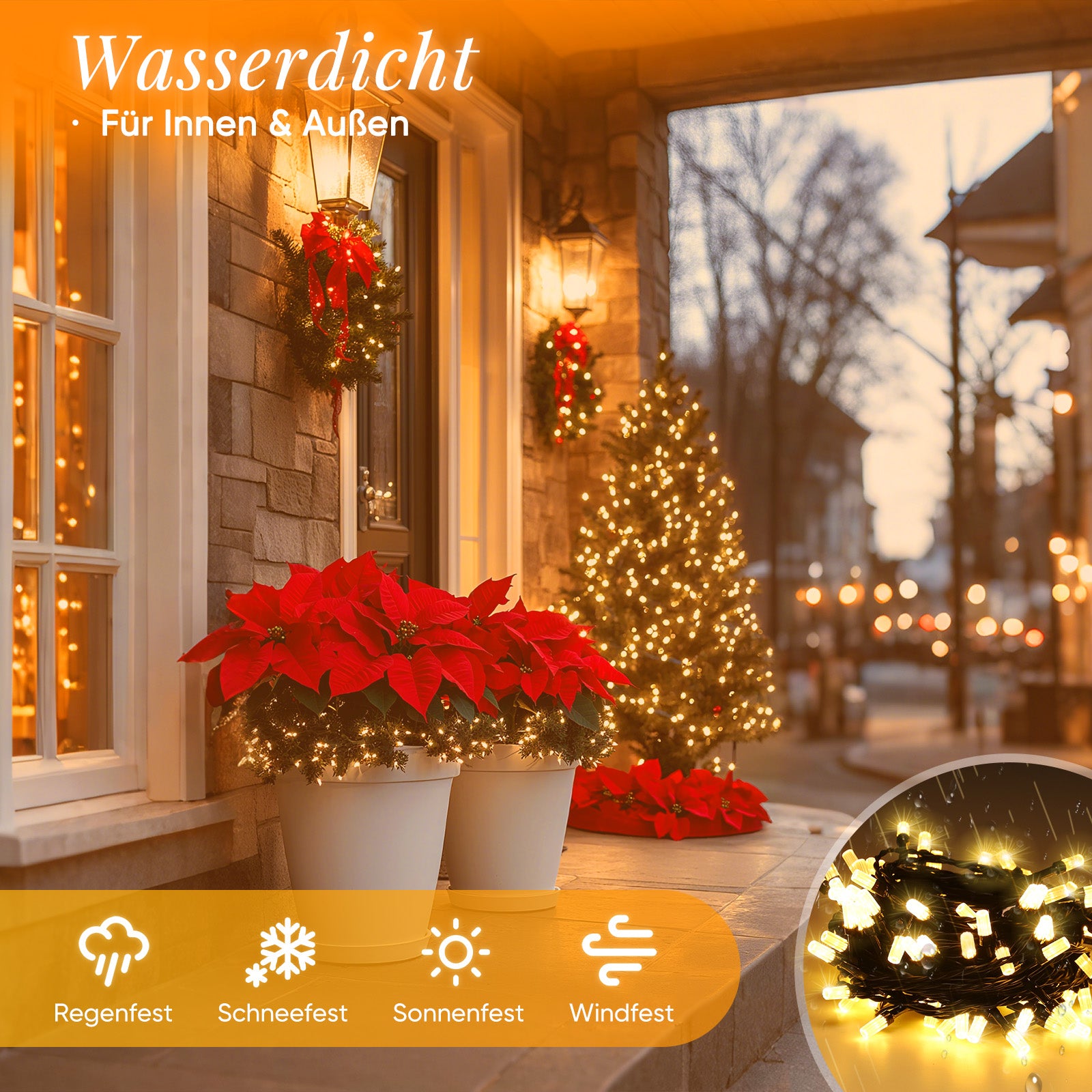 Salcar LED Lichterkette Warmweiß, 100/200/300 LEDs, 16m/32m/48m, 31V, 8 Modi, Timer & Memory, IP44 Wasserdicht, Weihnachtsbeleuchtung Außen Innen Salcar