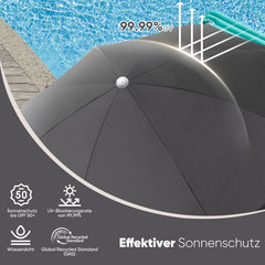 Sekey Sonnenschirm Ø160 cm rund mit Tragetasche & Bodenhülse, für Balkon & Strand Sekey