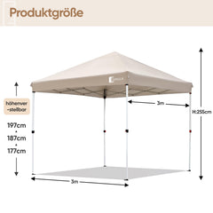 Sunula Pavillon 3x3m Wasserdicht & Stabil – Faltpavillon mit Verdickten Rohren, UV-Schutz & Tragetasche, für Garten, Camping & Veranstaltungen Sunula