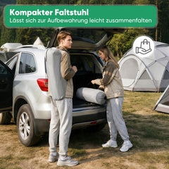 Sekey Campingstuhl faltbar Moonchair gepolstert – breiter Klappstuhl mit hoher Rückenlehne, bis 140 kg belastbar, Outdoor & Indoor, für Garten, Balkon, Terrasse, Grau
