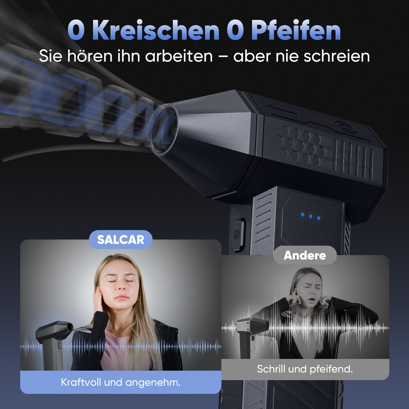 Salcar Elektrischer Air Duster X3 mini mit 110.000 U/min – Tragbares & Wiederaufladbares Staubgebläse mit Turbomodus für PC, Auto & Haushalt Salcar