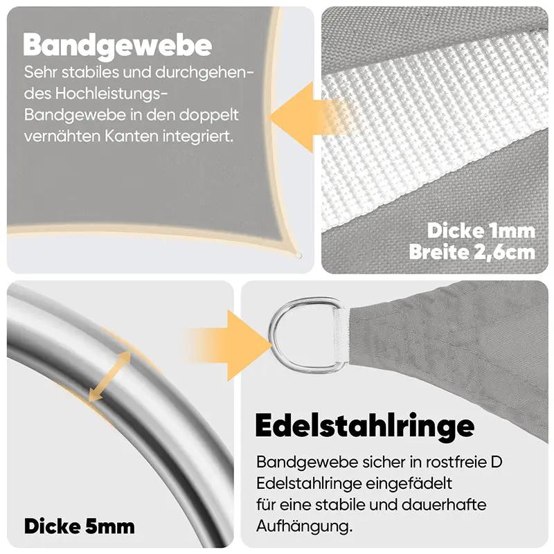 Sekey Sonnensegel mit Kit PES Sonnenschutzsegel Wasserdicht Sekey