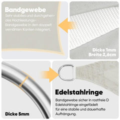 Sekey Sonnensegel mit Kit PES Sonnenschutzsegel Wasserdicht Sekey