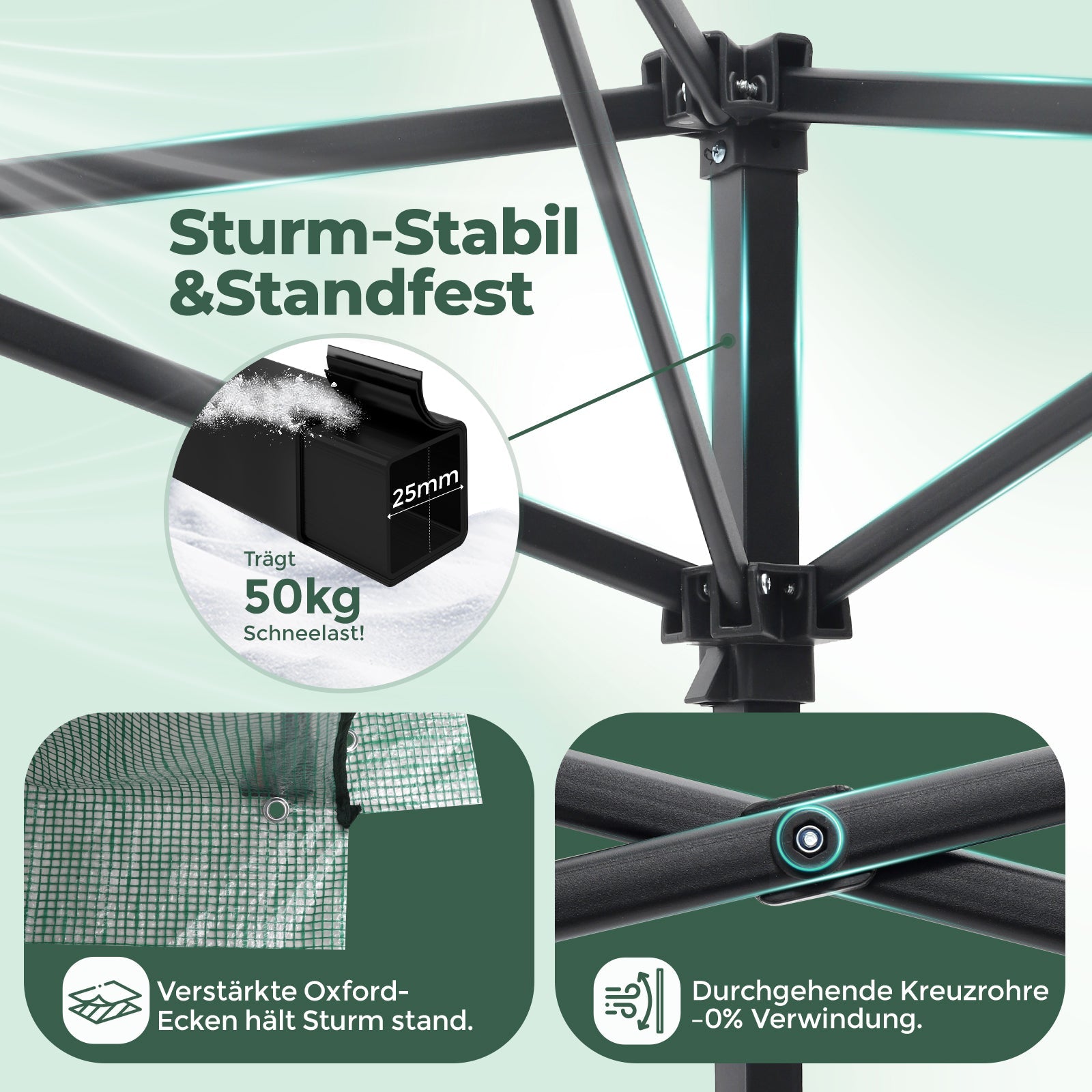 Sekey Pop-Up Foliengewächshaus 240×240×180 cm Großes Gewächshaus mit One-Touch-System für schnellen Aufbau im Garten Sekey