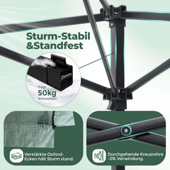 Sekey Pop-Up Foliengewächshaus 240×240×180 cm Großes Gewächshaus mit One-Touch-System für schnellen Aufbau im Garten Sekey