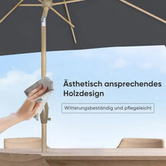Sekey 210 x 140 cm Alu Sonnenschirm mit Kurbel, Sonnenschutz UV50+, aus Holz-Metall Sekey