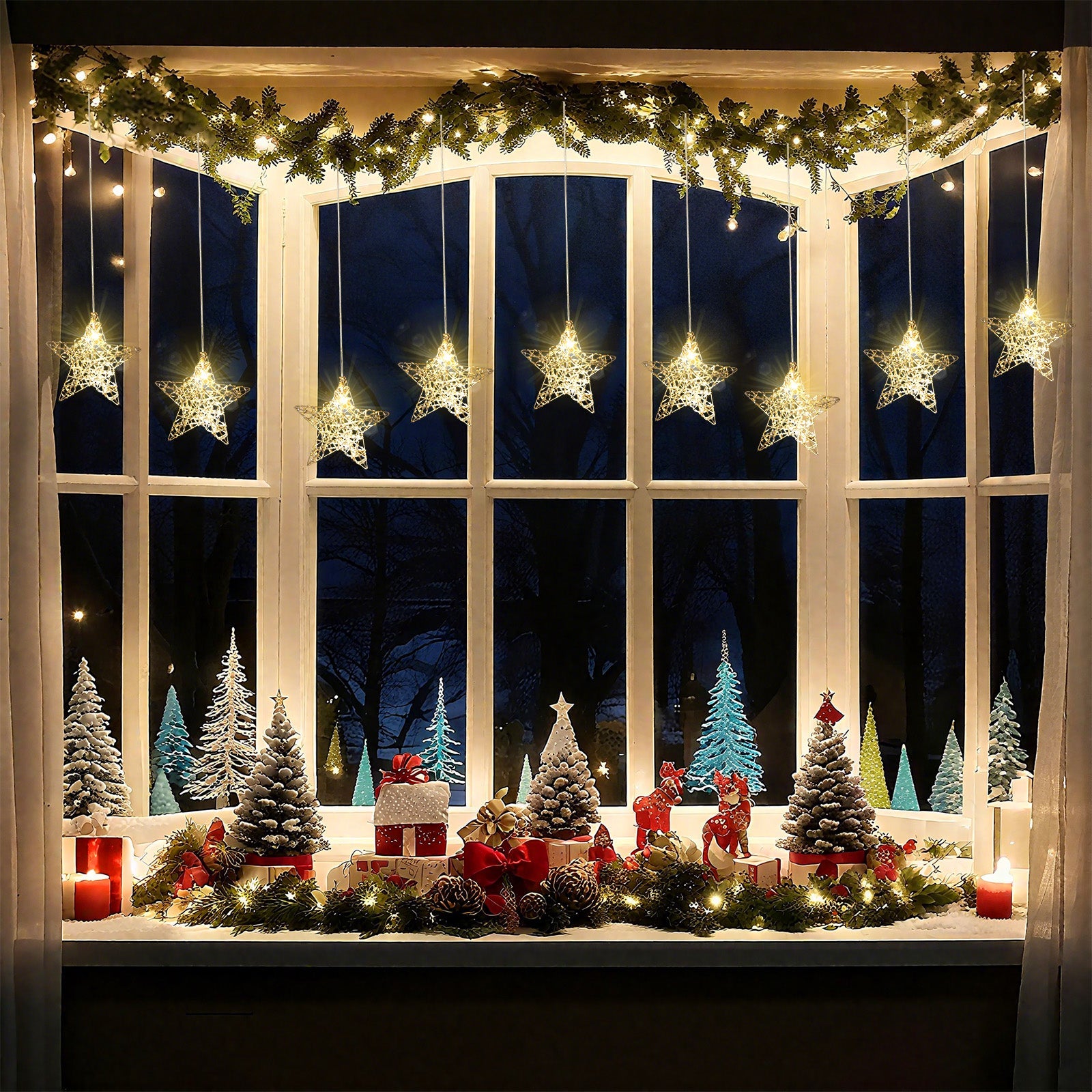 Salcar LED-Sterne 3er-Set Ø15 cm – Warmweiße Fensterdeko mit Netzstecker & Timer, Superhelle LEDs, Weihnachtsdeko für Innen & Außen Salcar