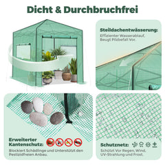 Sekey Pop-Up Foliengewächshaus 240×240×180 cm Großes Gewächshaus mit One-Touch-System für schnellen Aufbau im Garten Sekey