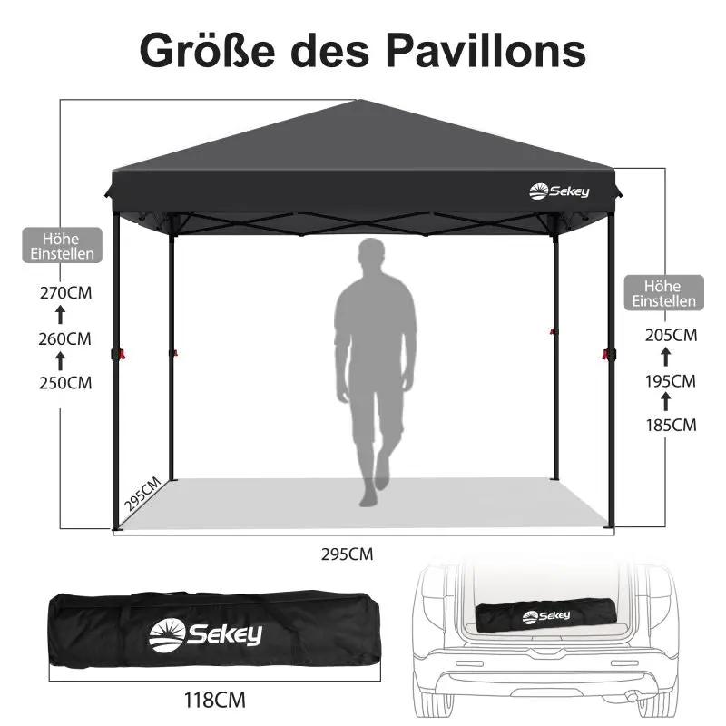 Sekey 300 x 300 cm Faltpavillon mit 4 Sandsäcken und Tragetasche Sekey