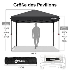 Sekey 300 x 300 cm Faltpavillon mit 4 Sandsäcken und Tragetasche Sekey