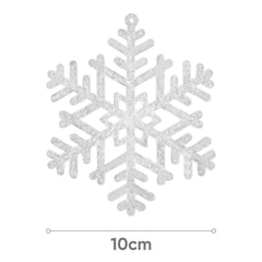 Salcar 24 Stück Schneeflocken Weihnachtsdeko – Weiße Glitter Schneeflocken Anhänger Ø10cm, Wiederverwendbarer Baumschmuck für Weihnachtsbaum & Winterfeier Salcar