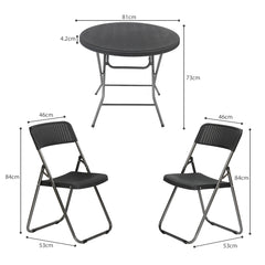 Sekey Balkonmöbel Set 5-teilig – Klappbares Balkonset für 4 Personen, Wetterfestes Rattan Gartenmöbel Set mit 4 Klappstühlen & Tisch, Bistro Set für Balkon, Terrasse und Garten
