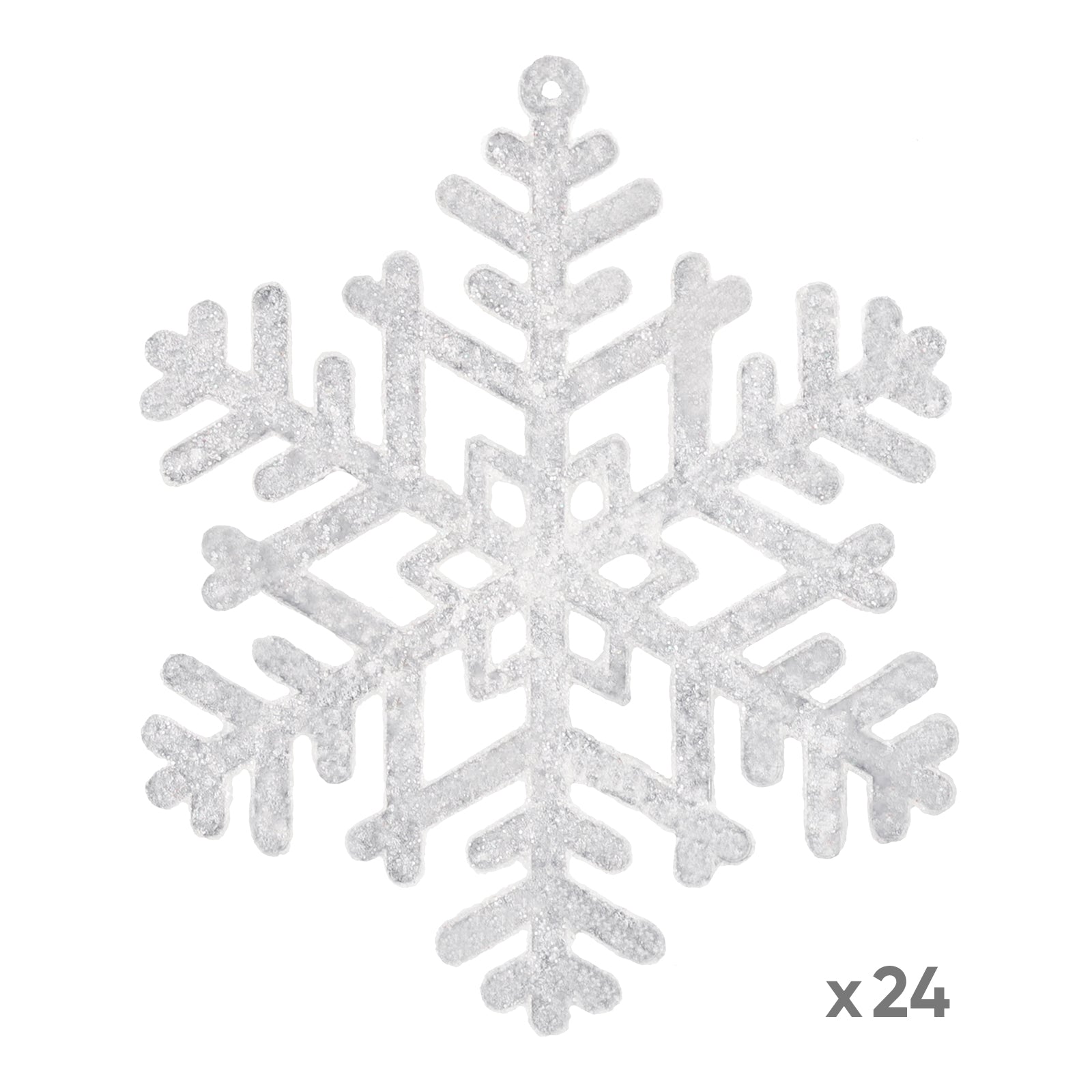 Salcar 24 Stück Schneeflocken Weihnachtsdeko – Weiße Glitter Schneeflocken Anhänger Ø10cm, Wiederverwendbarer Baumschmuck für Weihnachtsbaum & Winterfeier Salcar