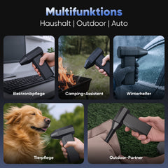Salcar Elektrischer Air Duster X3 mit 130.000 U/min – Tragbares & Wiederaufladbares Staubgebläse mit 3 Stufen, Turbotaste & Super-Power für PC, Auto & Haushalt Salcar
