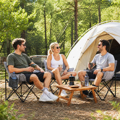 Sekey Campingstuhl faltbar Moonchair gepolstert – breiter Klappstuhl mit hoher Rückenlehne, bis 140 kg belastbar, Outdoor & Indoor, für Garten, Balkon, Terrasse, Grau