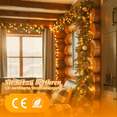 Salcar LED Lichterkette Warmweiß, 100/200/300 LEDs, 16m/32m/48m, 31V, 8 Modi, Timer & Memory, IP44 Wasserdicht, Weihnachtsbeleuchtung Außen Innen Salcar