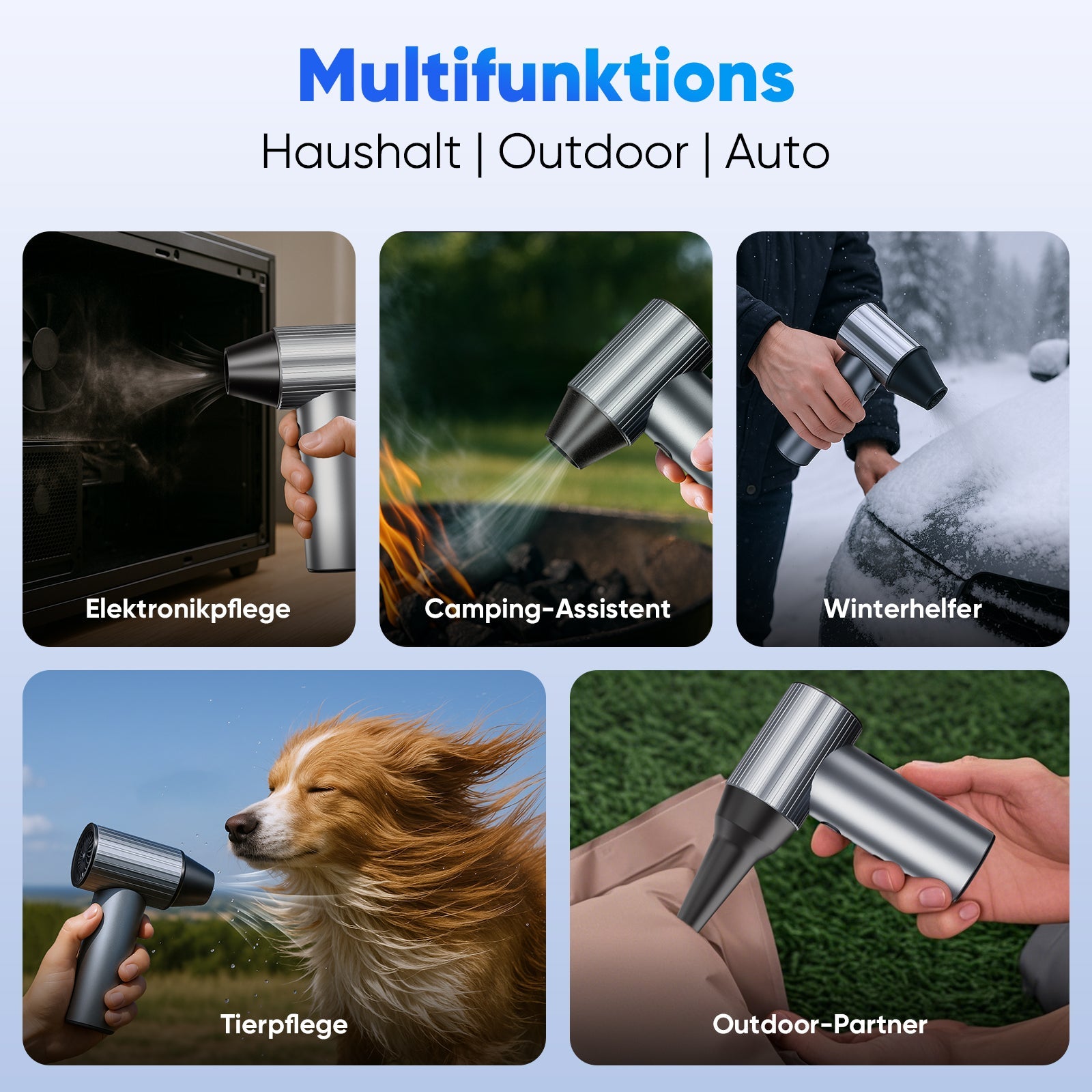Salcar Elektrisches Staubgebläse X7 – Tragbares 3-Gang Air Duster mit Ultrakurzer Laufzeit für PC, Auto & Outdoor Salcar