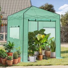 Sekey Pop-Up Foliengewächshaus 240×240×180 cm Großes Gewächshaus mit One-Touch-System für schnellen Aufbau im Garten Sekey