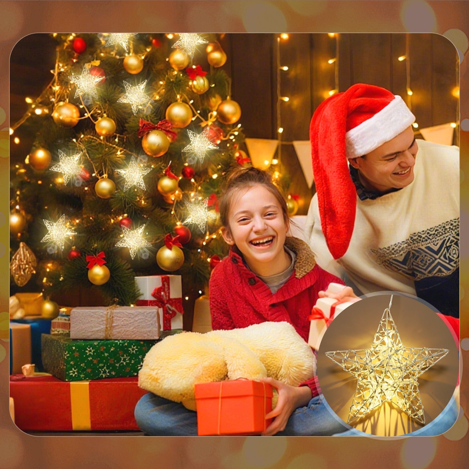 Salcar LED-Sterne 3er-Set Ø15 cm – Warmweiße Fensterdeko mit Netzstecker & Timer, Superhelle LEDs, Weihnachtsdeko für Innen & Außen Salcar