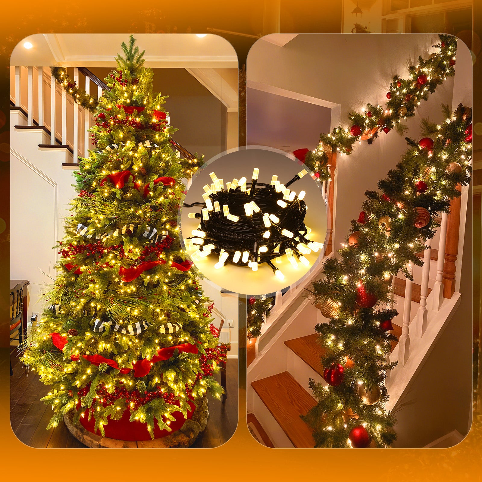 Salcar LED Lichterkette Warmweiß, 100/200/300 LEDs, 16m/32m/48m, 31V, 8 Modi, Timer & Memory, IP44 Wasserdicht, Weihnachtsbeleuchtung Außen Innen Salcar