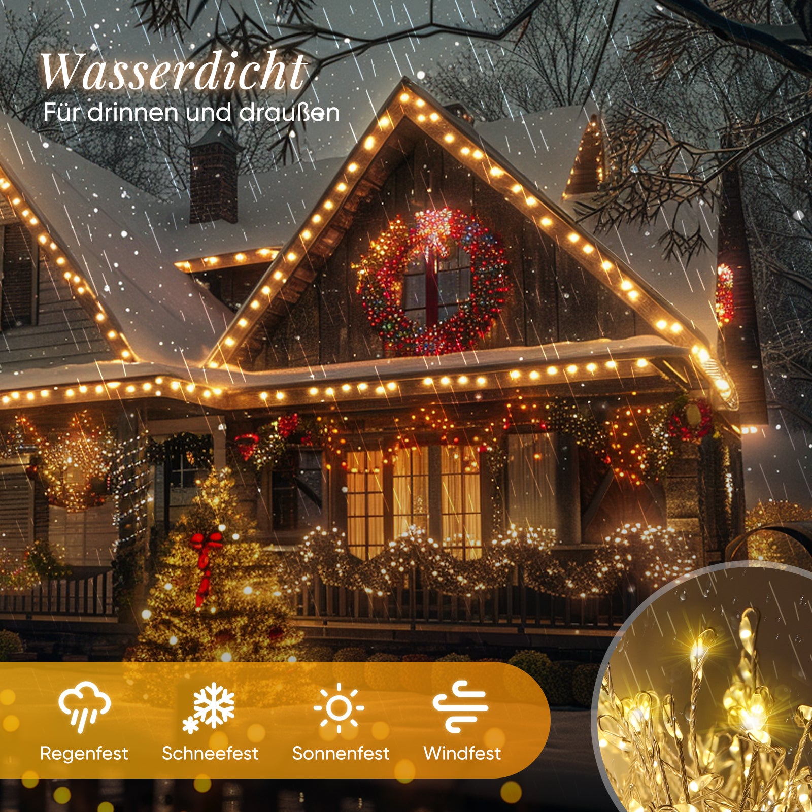 Salcar LED Cluster Lichterkette aus Kupferdraht – 5m/10m/15m/20m, 200–800 LEDs, Wasserdicht, 8 Modi, Timer & Memory, für Innen & Außen, Weihnachtsbaum, Garten, Hochzeit, Party – Warmweiß Salcar