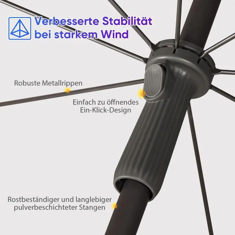 Sekey 200 cm Sonnenschirm mit Schutzhülle, Sonnenschutz UV50+ Sekey