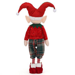 Salcar Weihnachtsjunge 60–90 cm – Stehende Weihnachtsfigur mit teleskopierbaren Beinen, Rote Kleidung & Zipfelmütze, Weihnachtsdeko für Wohnzimmer & Kinderzimmer