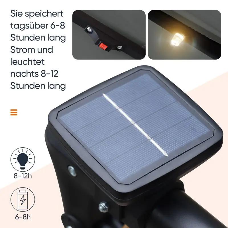 Sekey 300 cm Ampelschirm mit LED Solar Beleuchtung, Sonnenschutz UV50+ Sekey