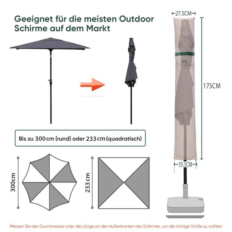 Sekey 175 x 27,5/35,5 cm Schutzhülle für 300 cm Sonnenschirm, aus Polyester-Gewebe Sekey