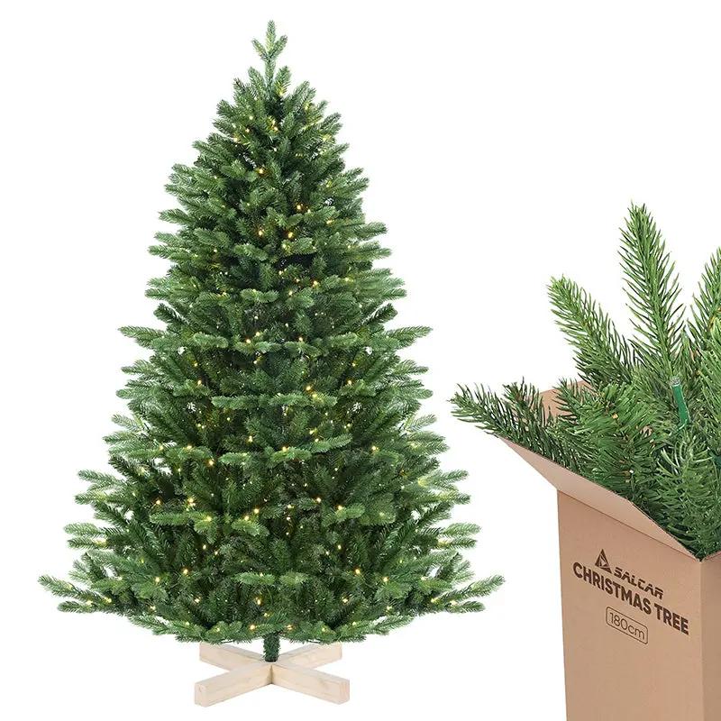 Salcar 180/210cmKünstlicher Weihnachtsbaum, Edeltanne, mit 450/650 LEDs und 1150/1486 PE-Zweigen und 472/728 PVC-Zweigen Salcar