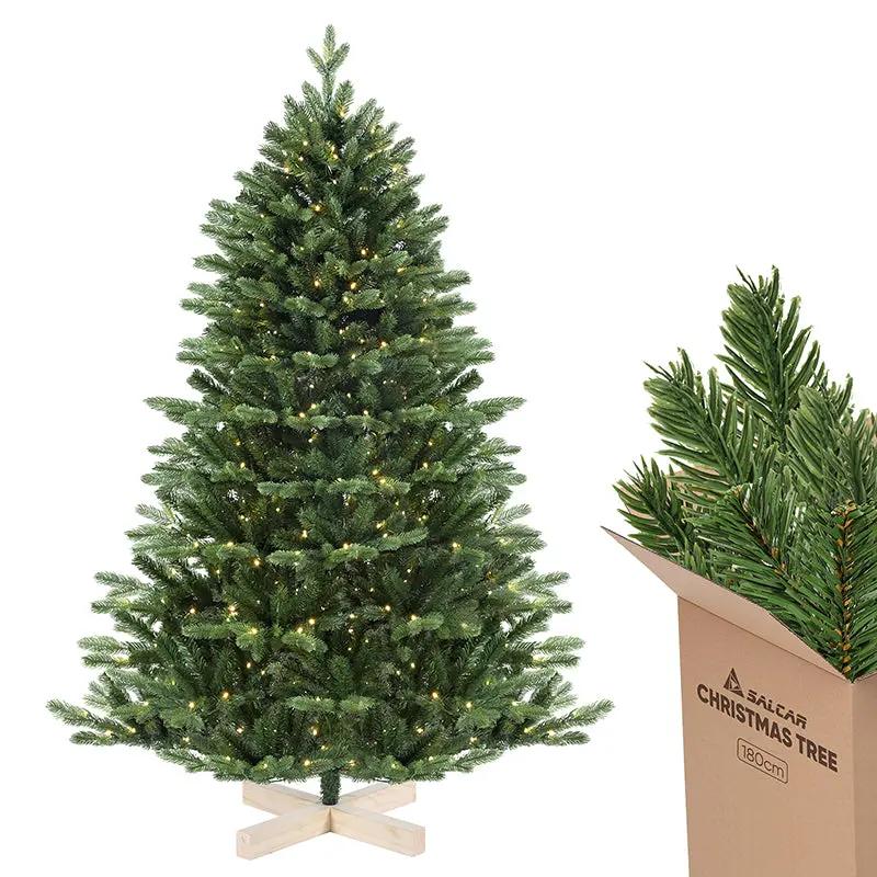Salcar 180/210cmKünstlicher Weihnachtsbaum, Edeltanne, mit 450/650 LEDs und 1150/1486 PE-Zweigen und 472/728 PVC-Zweigen Salcar