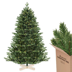 Salcar 180/210cmKünstlicher Weihnachtsbaum, Edeltanne, mit 450/650 LEDs und 1150/1486 PE-Zweigen und 472/728 PVC-Zweigen Salcar