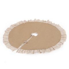 SALCAR Round Linen Christmas Tree Skirt with Ruffled Edge – High-quality Christmas tree skirt for a clean home and festive Christmas decoration