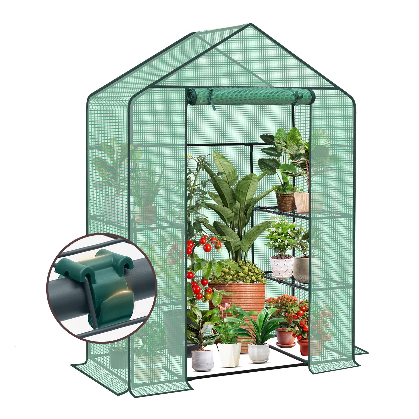 Sekey XL Foliengewächshaus 200×145×75 cm Stabiles Balkon-Gewächshaus mit 4 Regalböden für gesundes Pflanzenwachstum Sekey