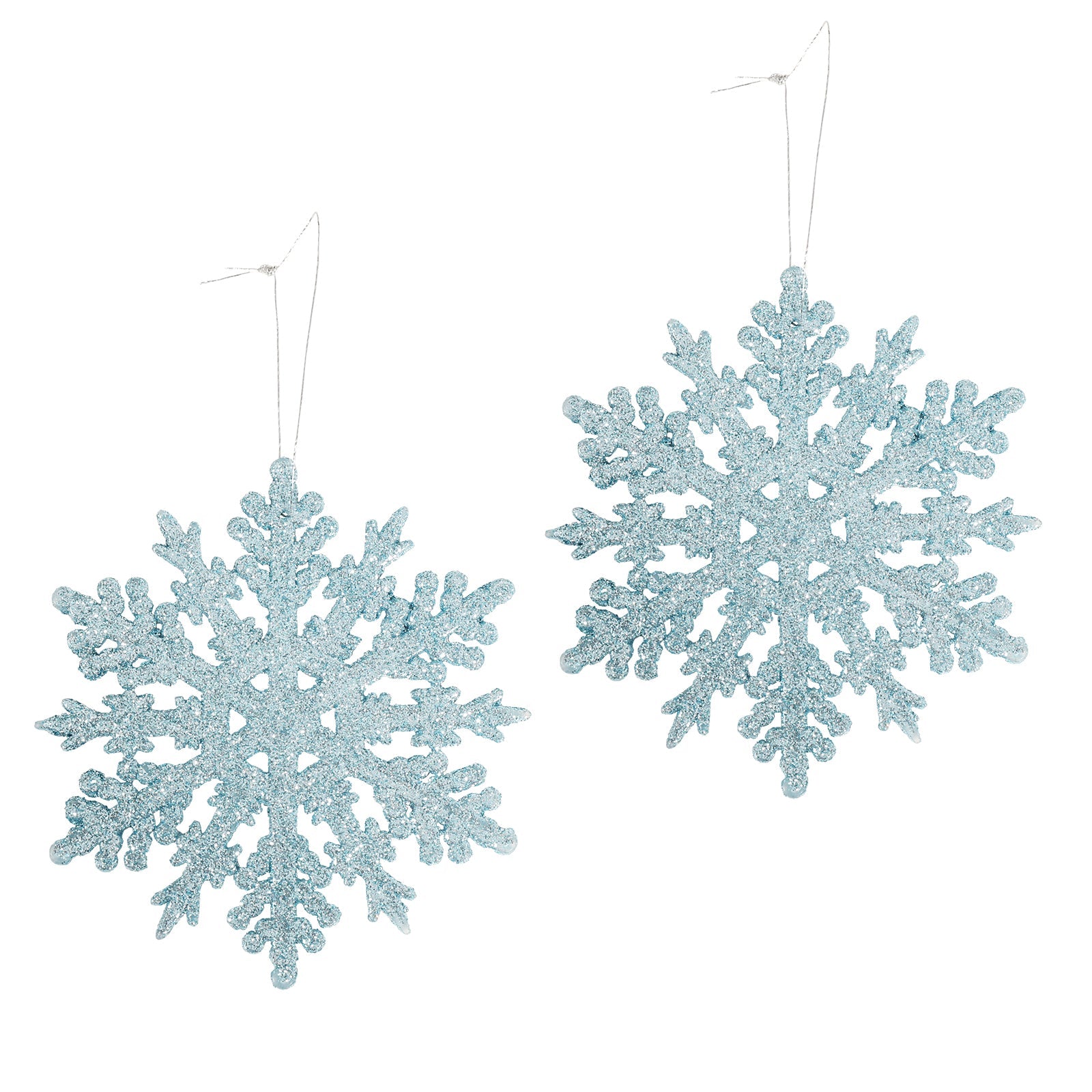 Salcar 24 Stück Schneeflocken Weihnachtsdeko Blau – Glitter Schneeflocken Anhänger Ø10cm, Wiederverwendbarer Weihnachtsbaumschmuck für Winter & Festtage Salcar