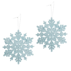 Salcar 24 Stück Schneeflocken Weihnachtsdeko Blau – Glitter Schneeflocken Anhänger Ø10cm, Wiederverwendbarer Weihnachtsbaumschmuck für Winter & Festtage Salcar