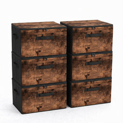Sekey Aufbewahrungsboxen mit Deckel & Griffen – Faltbare Stoffboxen Organizer 50×30×30 cm, stapelbar für Kleiderschrank & Regal – 3er/6er Set, Holzoptik