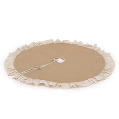 SALCAR Round Linen Christmas Tree Skirt with Ruffled Edge – High-quality Christmas tree skirt for a clean home and festive Christmas decoration