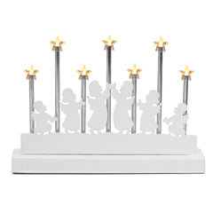 Salcar LED Lichterbogen mit 7 Sternen & 6 Engeln – Warmweißes Licht, Batteriebetrieben mit Timer – Weihnachtsdeko für Tisch & Fenster, ca. 32 cm