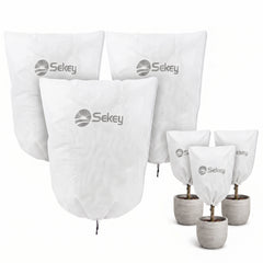 Sekey Winterschutzhauben für Pflanzen mit Reißverschluss & Zugband – Frostschutz aus 80 g/m² Vlies, 5 Größen, Beige, Grau & Weiß, 3er-Set