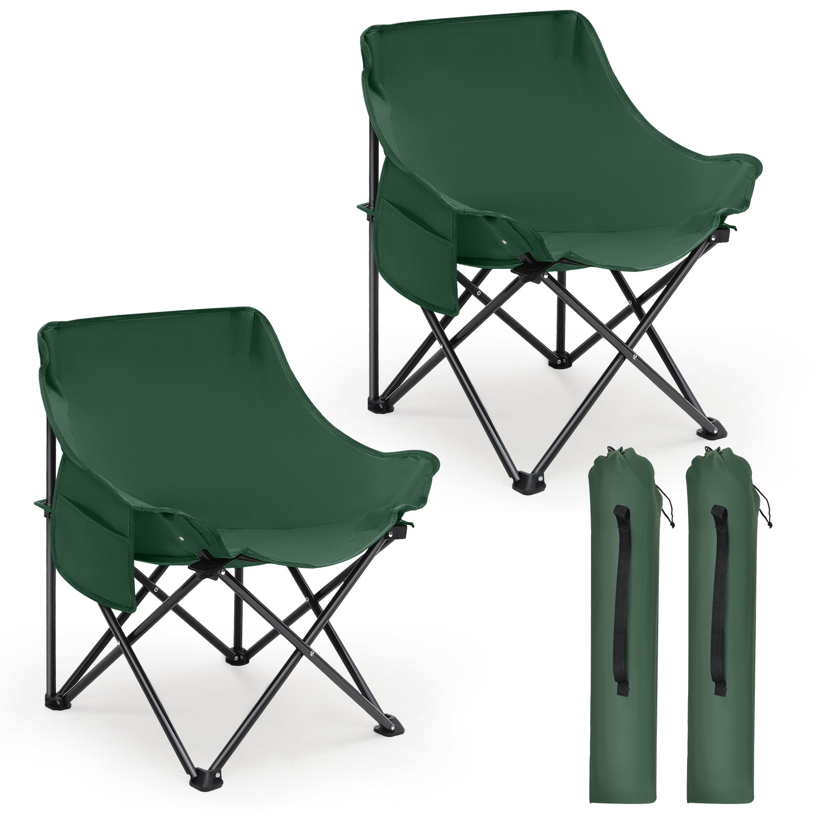 Sunula Campingstuhl Faltbar Ultraleicht, 1/2 Stück, Tragbar mit Tragetasche und Seitentaschen, 100 kg Belastbar, Rutschfeste Füße, Mondstuhl Design, Für Camping, Angeln, Picknick, Garten, Strand, 600D Oxford-Stoff Sekey