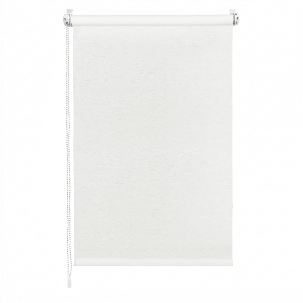 Sekey Klemmfix Seitenzugrollo in Leinenoptik Weiß – Lichtdurchlässiges Rollo ohne Bohren mit Klemmträgern & Schraubmontage, Uni Fensterrollo aus Papier-Polyester-Stoff